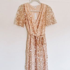Baltic Born Marseille Embossed Maxi Dress Sequin Champagne